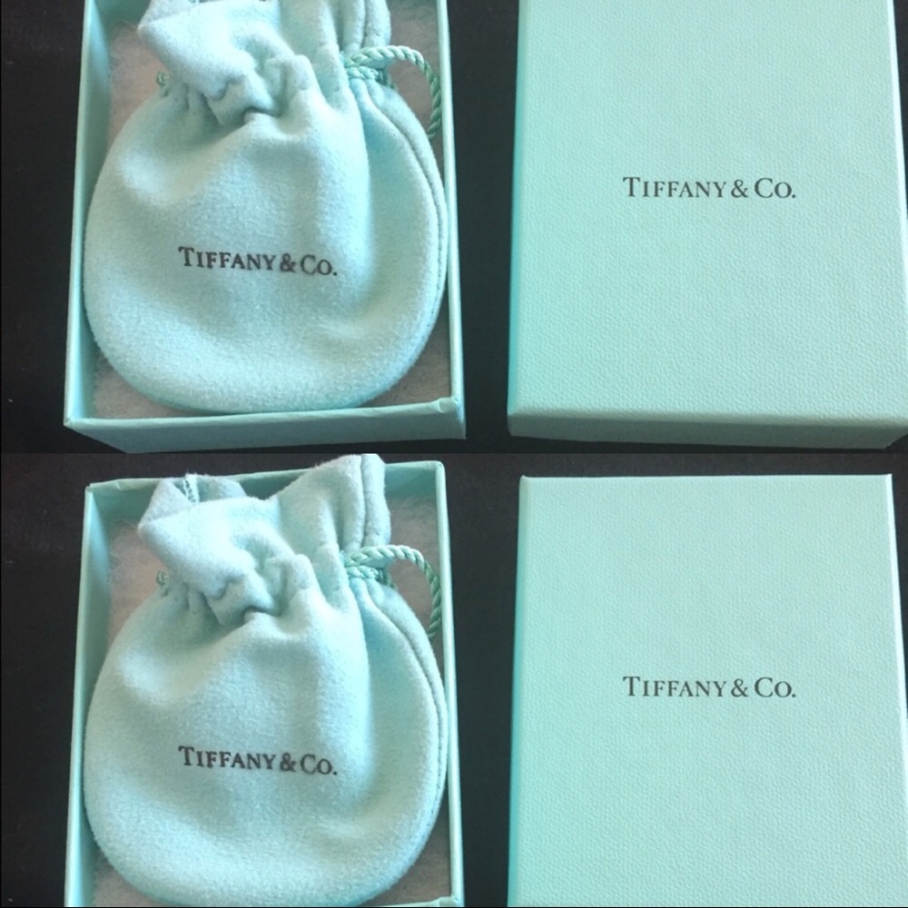 TWO original Tiffany & Co boxes with necklace / jewelry pouches